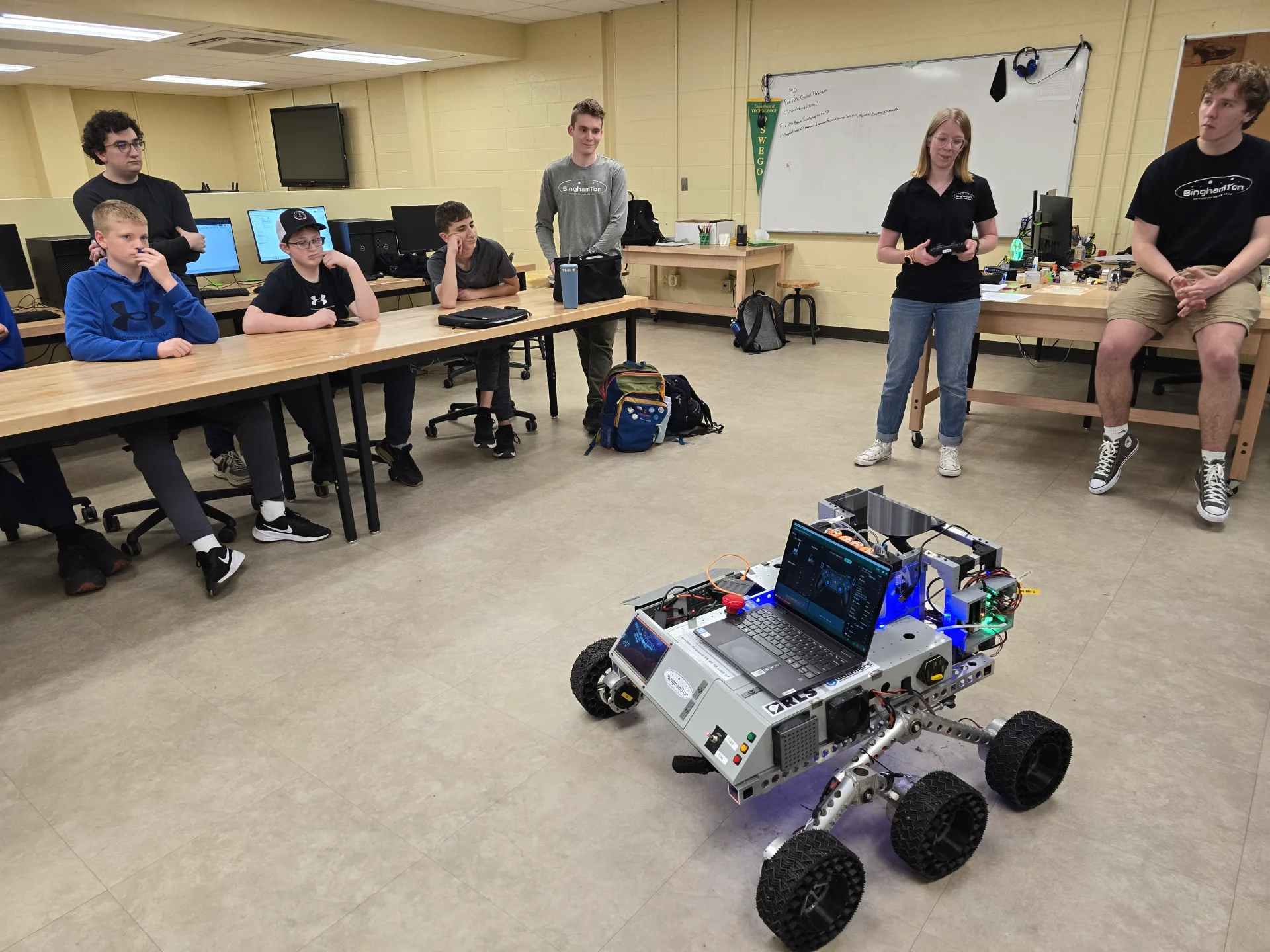 BU Rover Team demonstrating their Mars robot